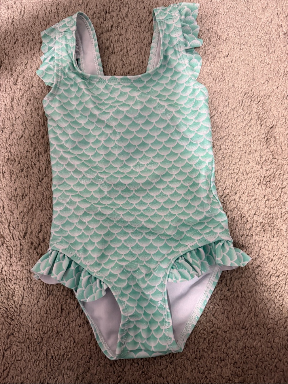 Girls' Mint Green Mermaid Scale One-Piece Swimsuit